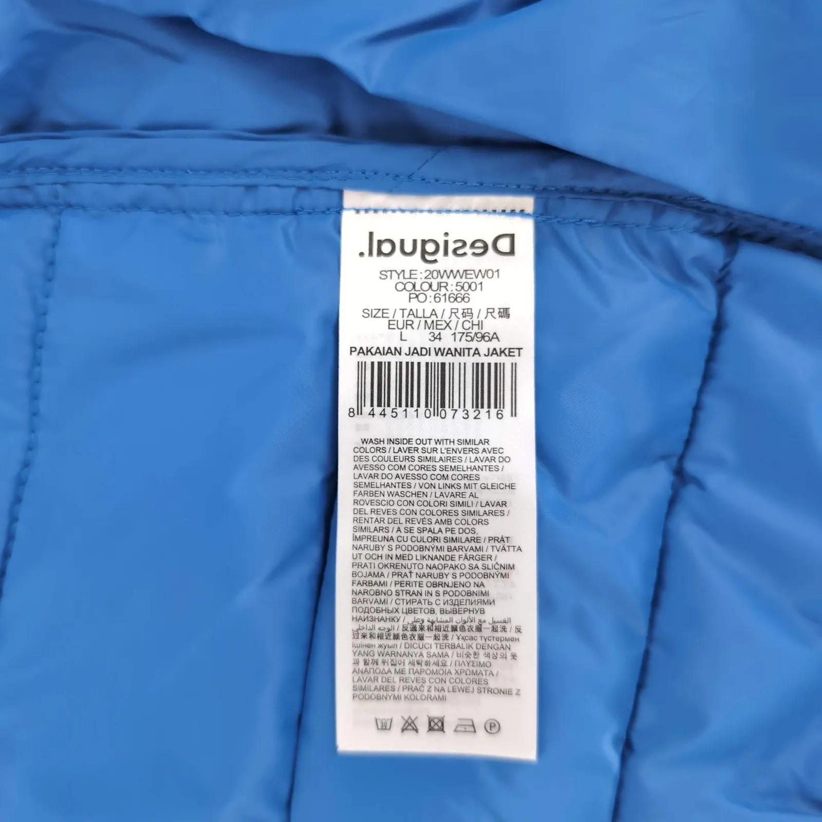 Desigual Blue Floral Puffer Padded Women's Ankor Jacket w Hood - US Size M - NWT - Image 8