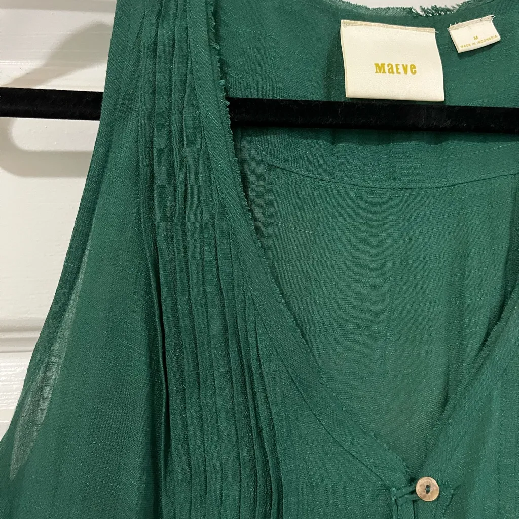 Maeve Emerald Green Sleeveless Blouse Size M - Image 4