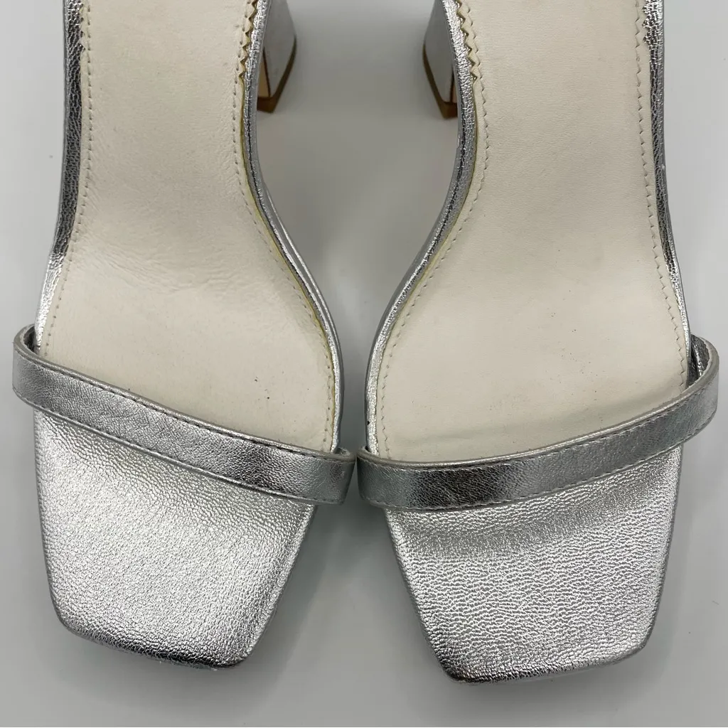 Sarto by Franco Sarto Dolores ankle strap silver leather heeled sandals Size 9M - Image 10