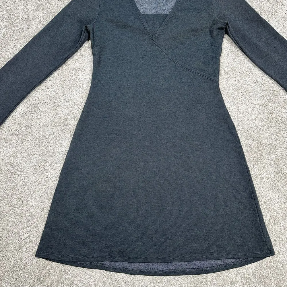 Horny Toad Shift Dress Tencel Gray Long Sleeves Knee Length V-Neck Size M - Image 6