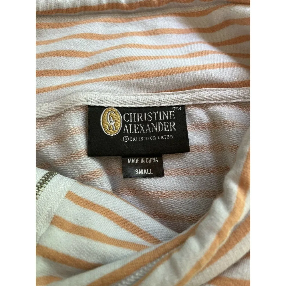 Christine Alexander Rhinestone Studded Striped Full Zip Sweatshirt Sz Small White - Image 7