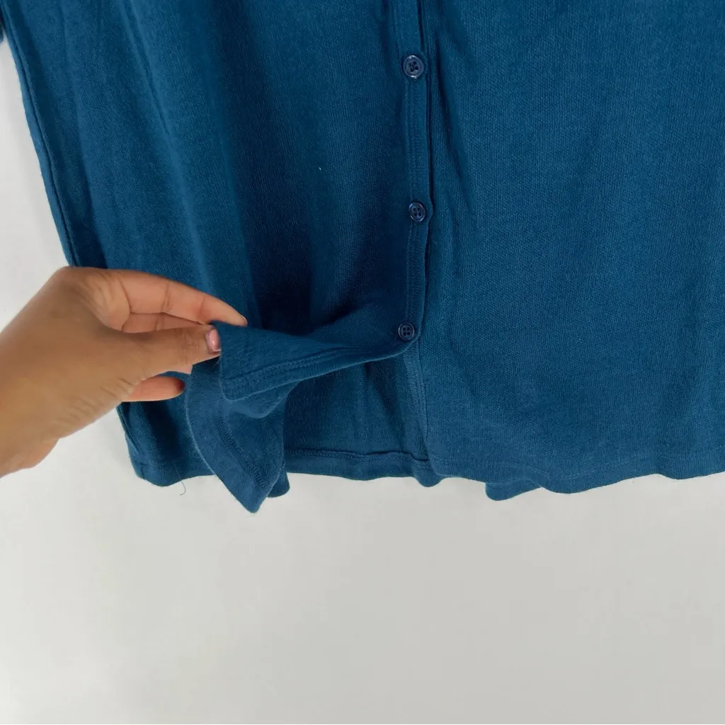 She‎ + Sky Soft Knit Button Front A-Line Dress Roll Tab Long Sleeve Split Neck - Image 6