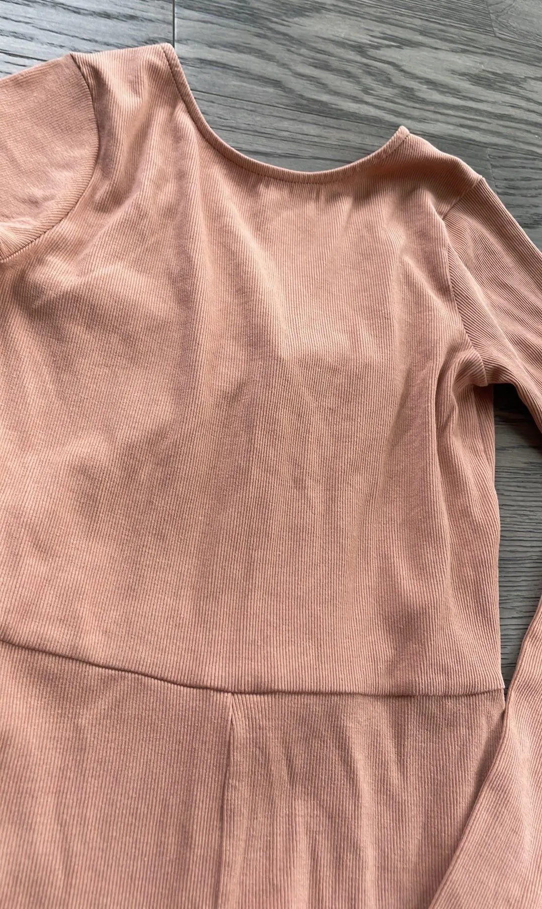 Beige Long Sleeve Nude Ribbed Unitard size 4 US NWOT - Image 4