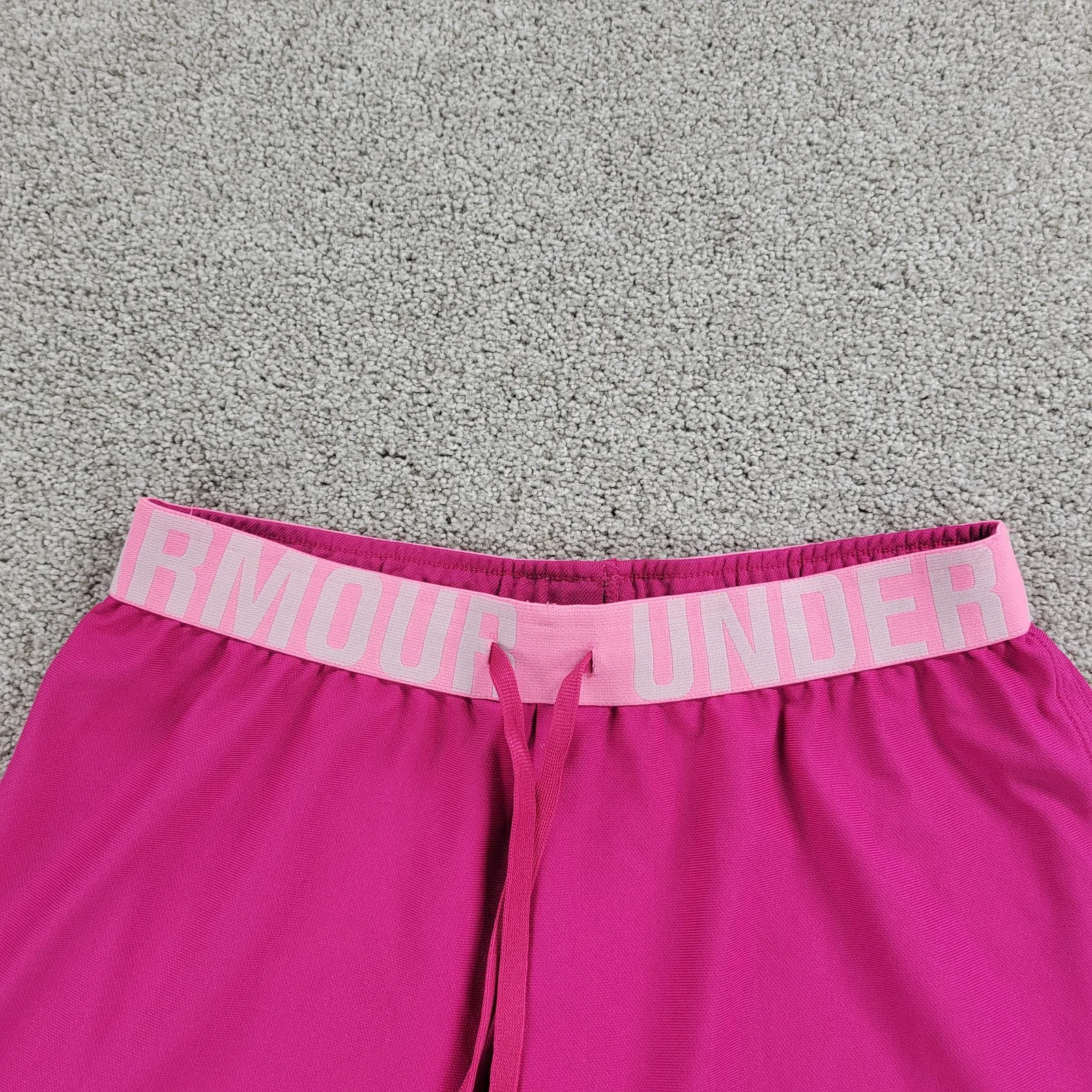 Under Armour Womens Loose Shorts XS Hot Pink Drawstring Running Yoga Athletic‎ - Image 11