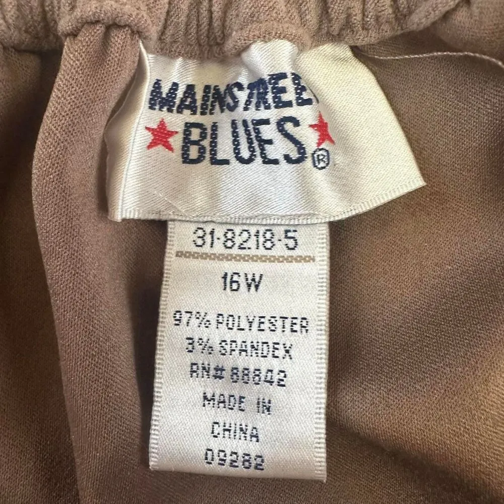 2000s Mainstreet Blues Brown Faux Suede Midi Dress Plus Sz 16W Retro Boho Hippie - Image 3