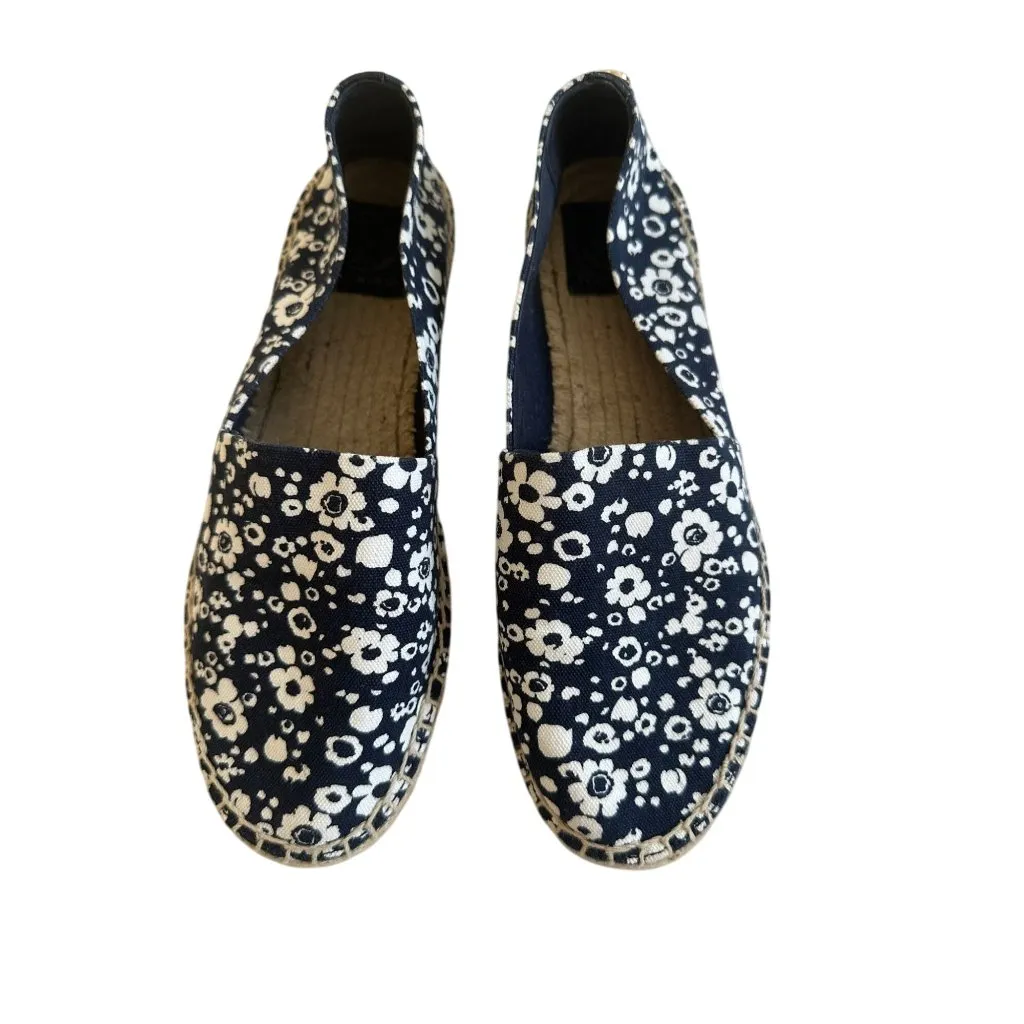 TORY BURCH Navy White Floral Espadrille Flats Size 8.5 - Image 4