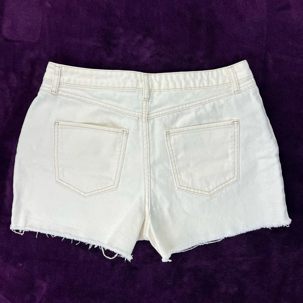 House Of Harlow 1960 Cream White High Rise Cutoff‎ Jean Shorts Size 28 - Image 2