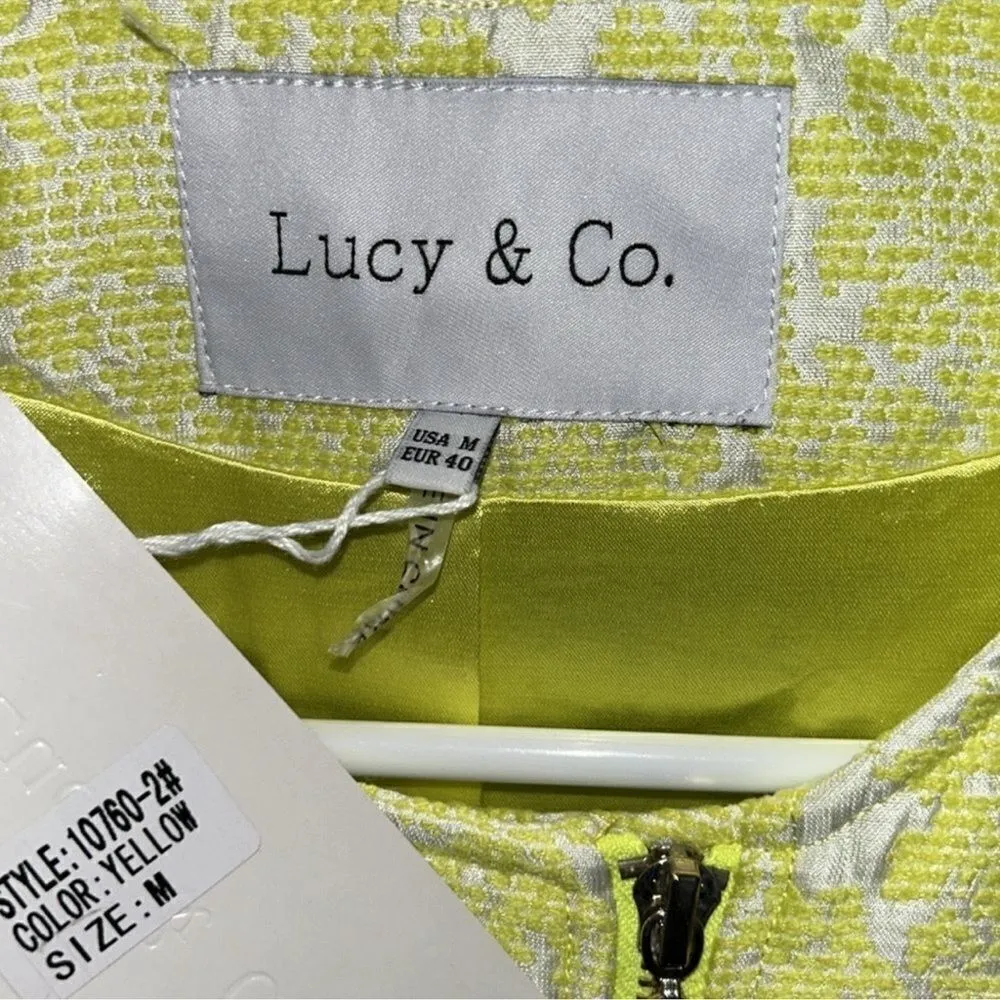 Lucy & Co Yellow Floral Print Jacket(Size M) Green Size M - Image 8