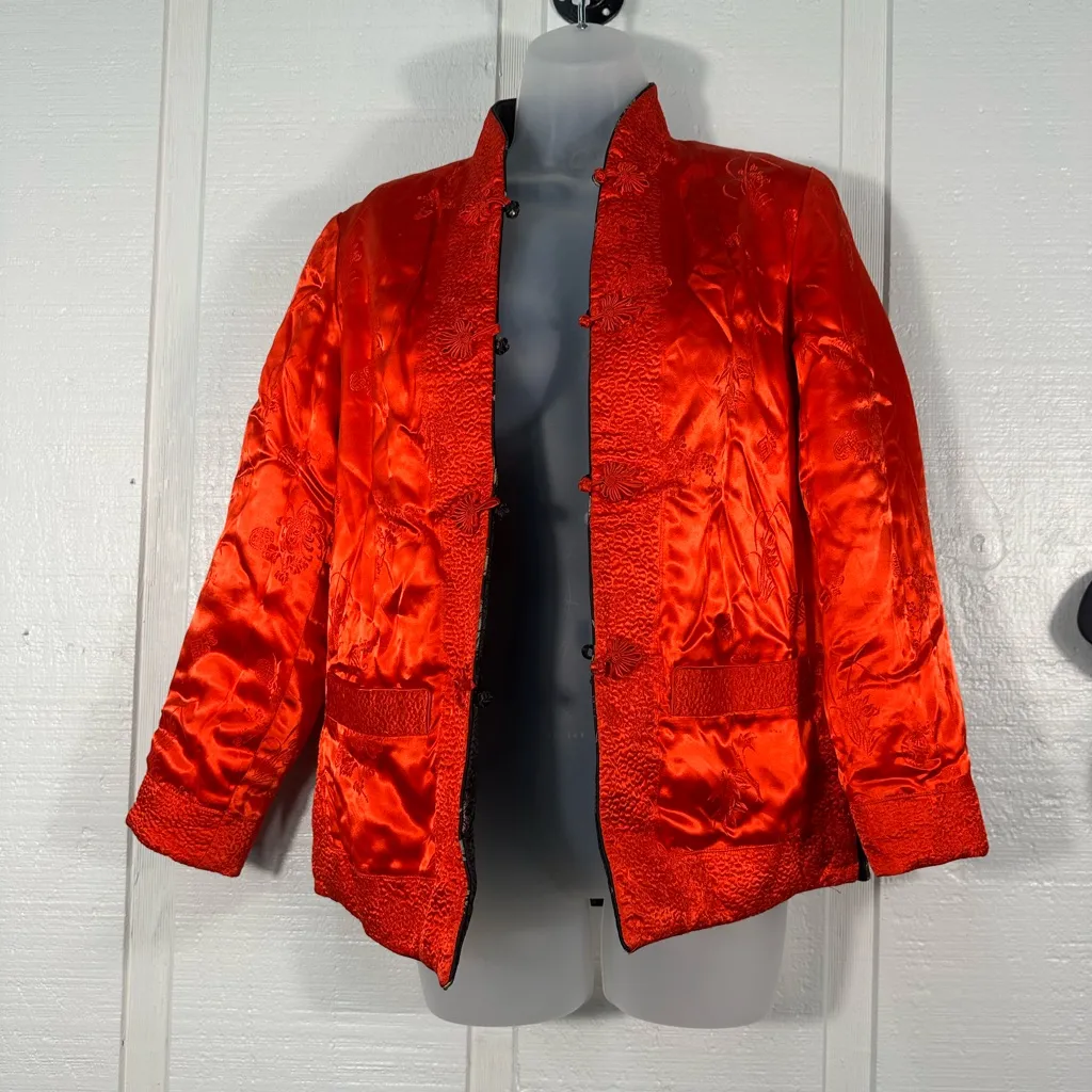 Black Embroidered Reversible Long Sleeve Frog Clasp Jacket See Measurem… - Image 9