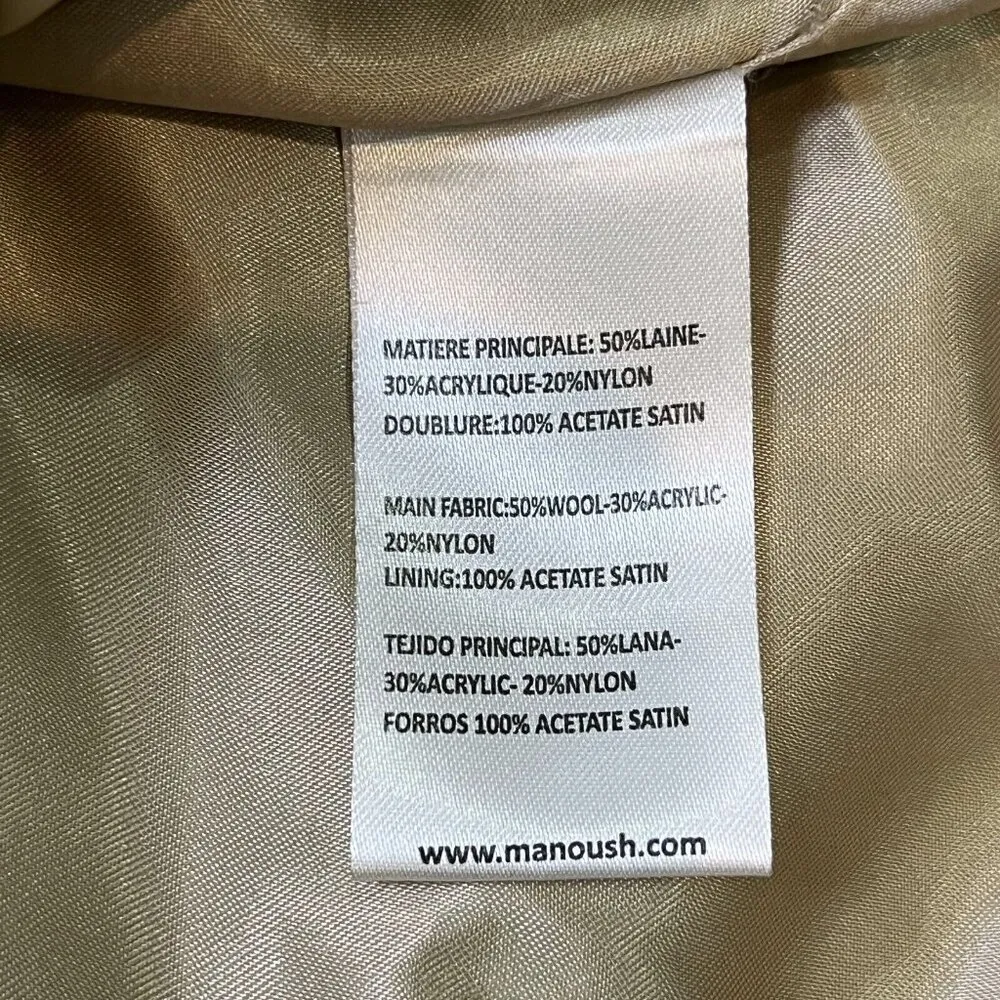 Manoush Wool Blend coat Camel Overcoat Size 36 Tan - Image 6