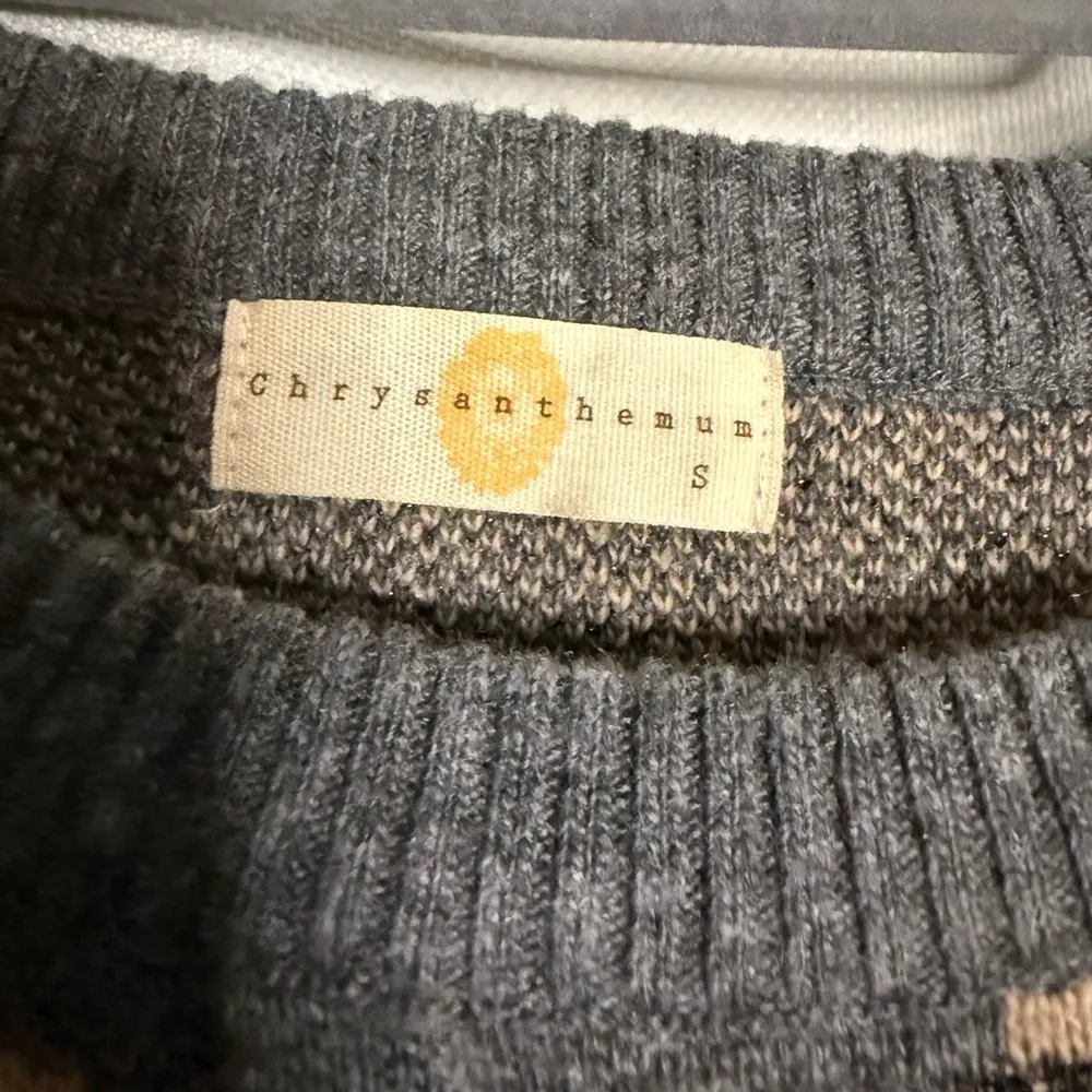 Anthropologie Chrysanthemum Grey Tan Cheetah Print Wool Blend Sweater Small - Image 3