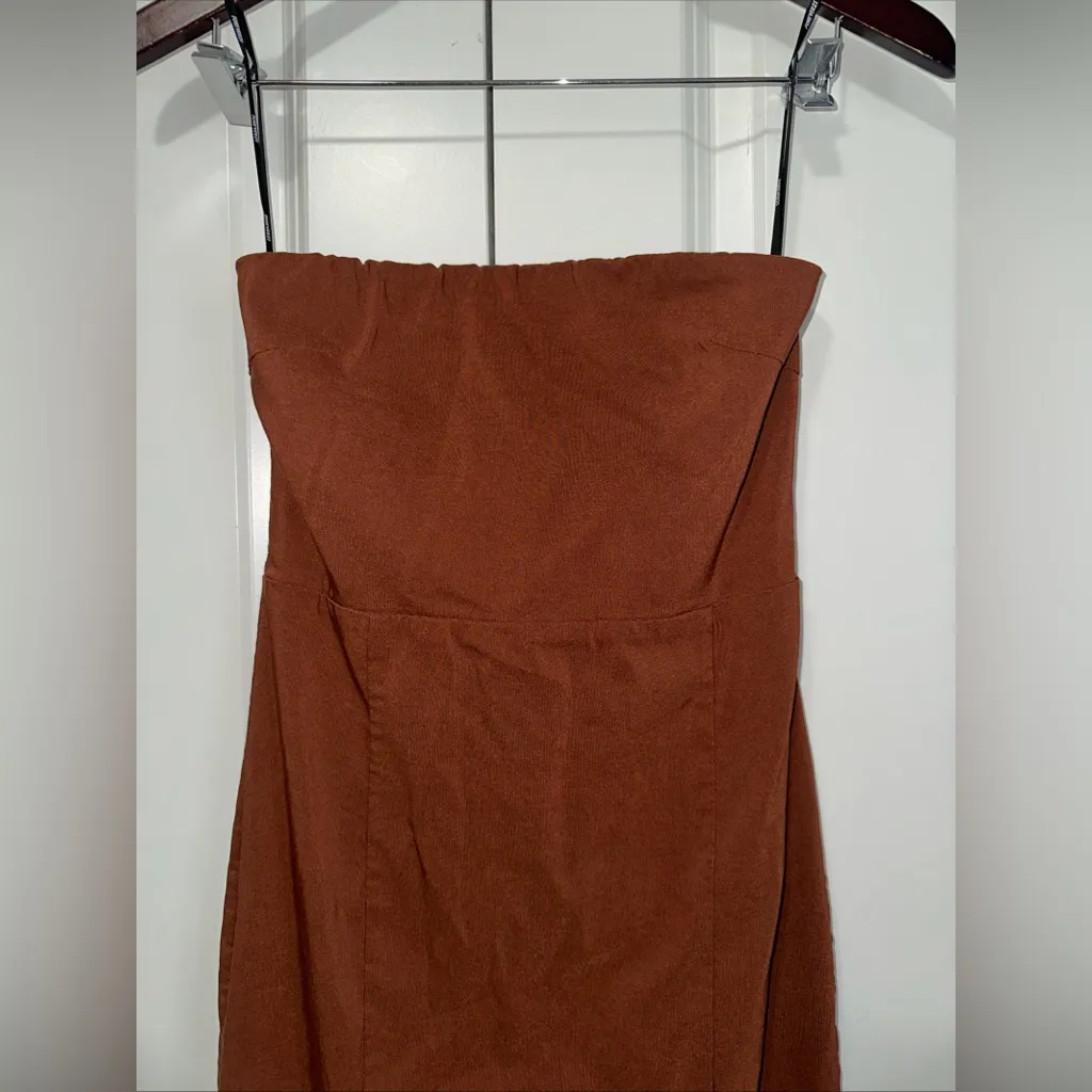 Forever 21 Lightweight Strapless Bodycon Midi Dress M Brown NWOT - Image 2