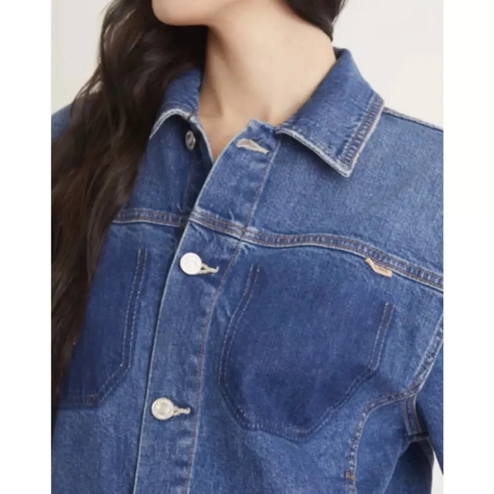 MOTHER Superior The Back Road Jacket in Running with Scissors Size Small Blue - Image 4