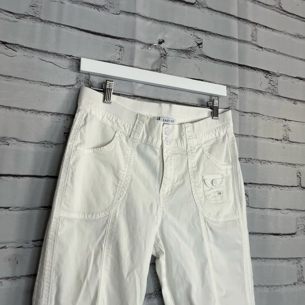 Lee White Easy Fit Bermuda Shorts 8P Double-Button Waist Preppy Summer Cropped - Image 3