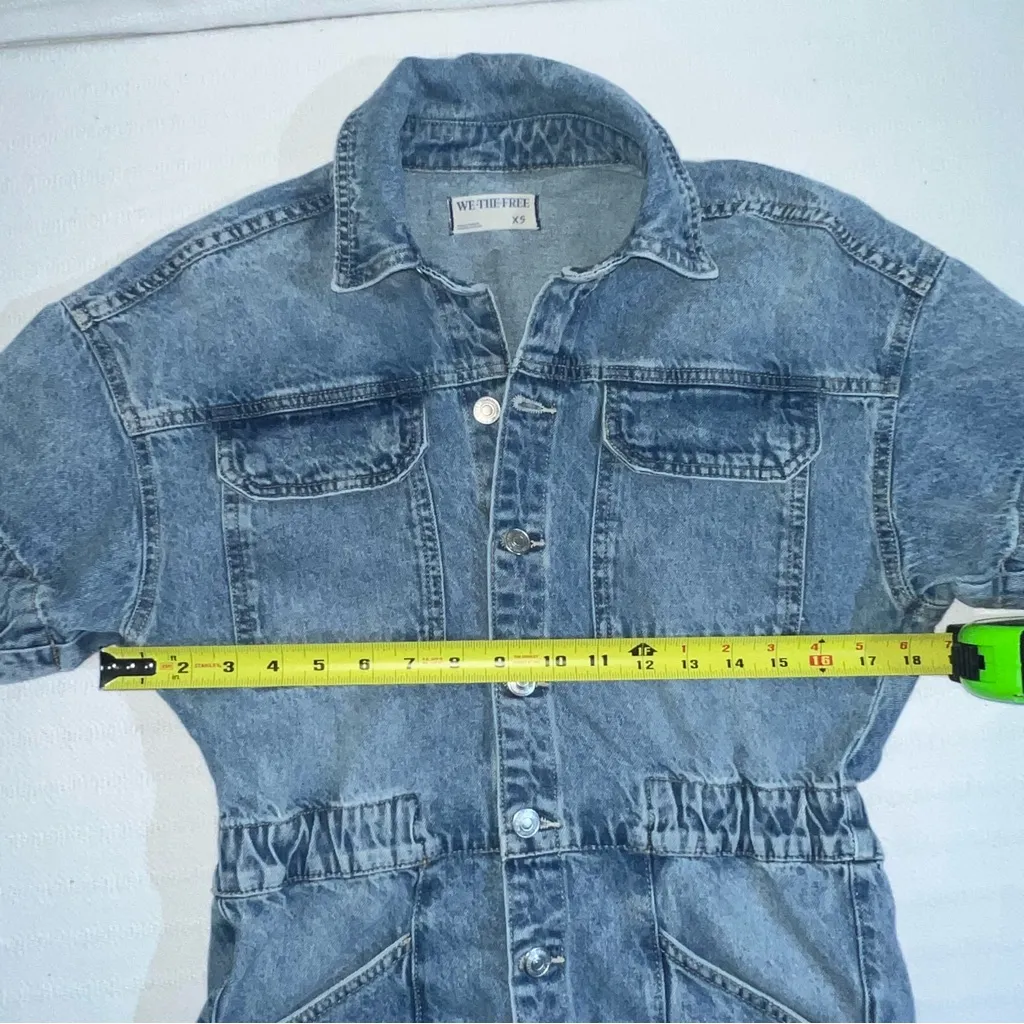 We The Free Marci Denim Romper Shortalls Womens Sz XS Boho Festival Free People - Image 7