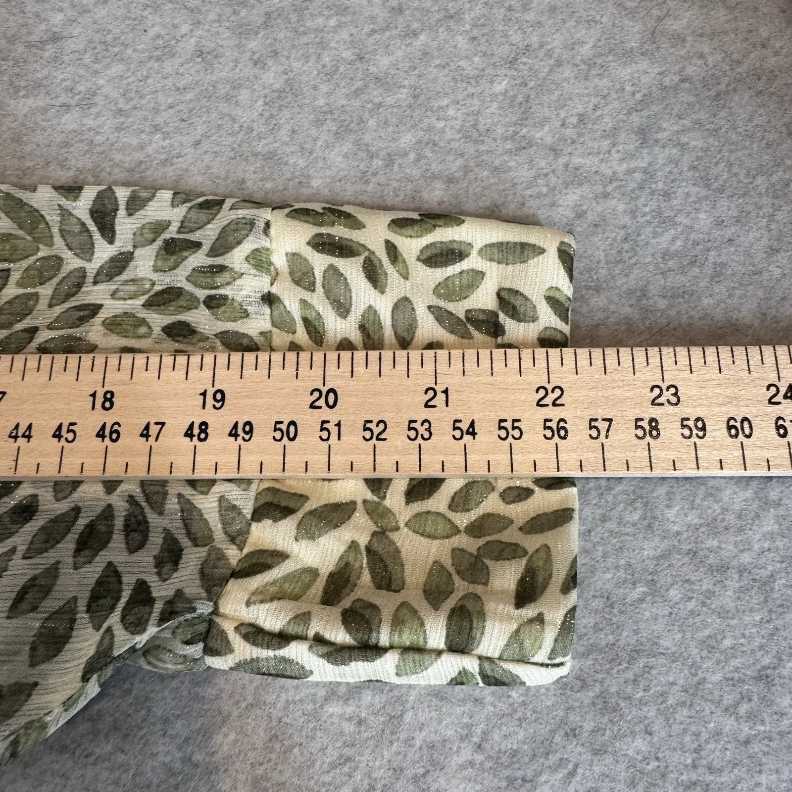 Alexa B Sheer Maxi Dress Womens 8 Green Leaf Print Rhinestone Belt Polyester - Image 14