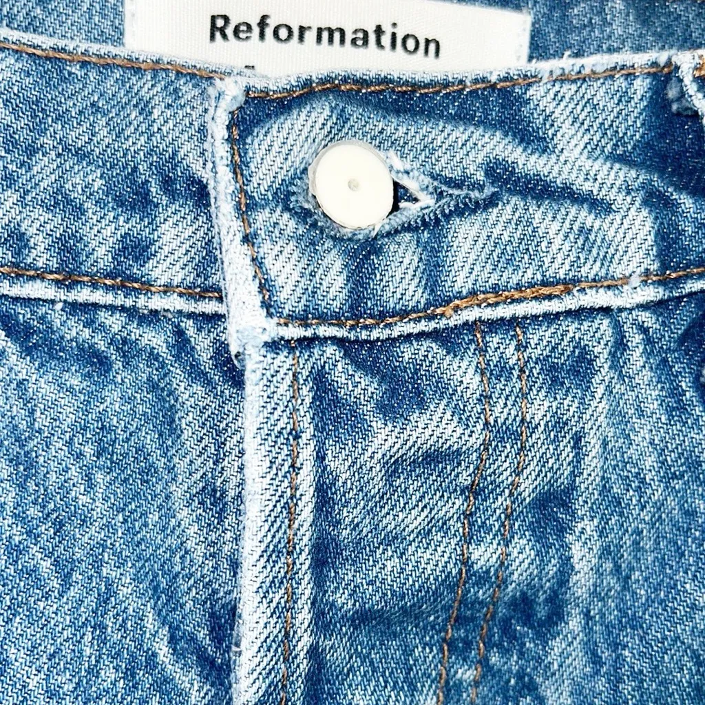 Reformation Cynthia High Rise Straight Leg Colorado Button Fly Jeans - Image 5