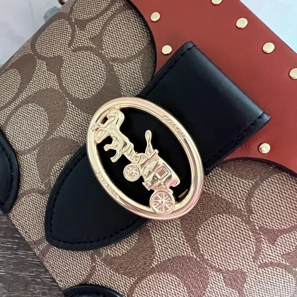 Coach Georgie Gem Crossbody In Colorblock Signature Canvas With Rivets c7231 - Image 5