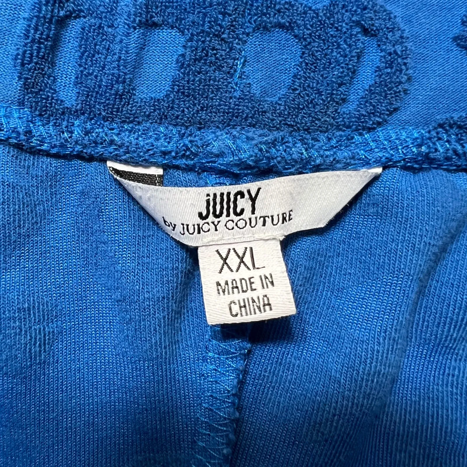 Juicy Couture‎ Terry Cloth Shorts Crown Print Lounge Casual XXL Blue Y2K Style - Image 7