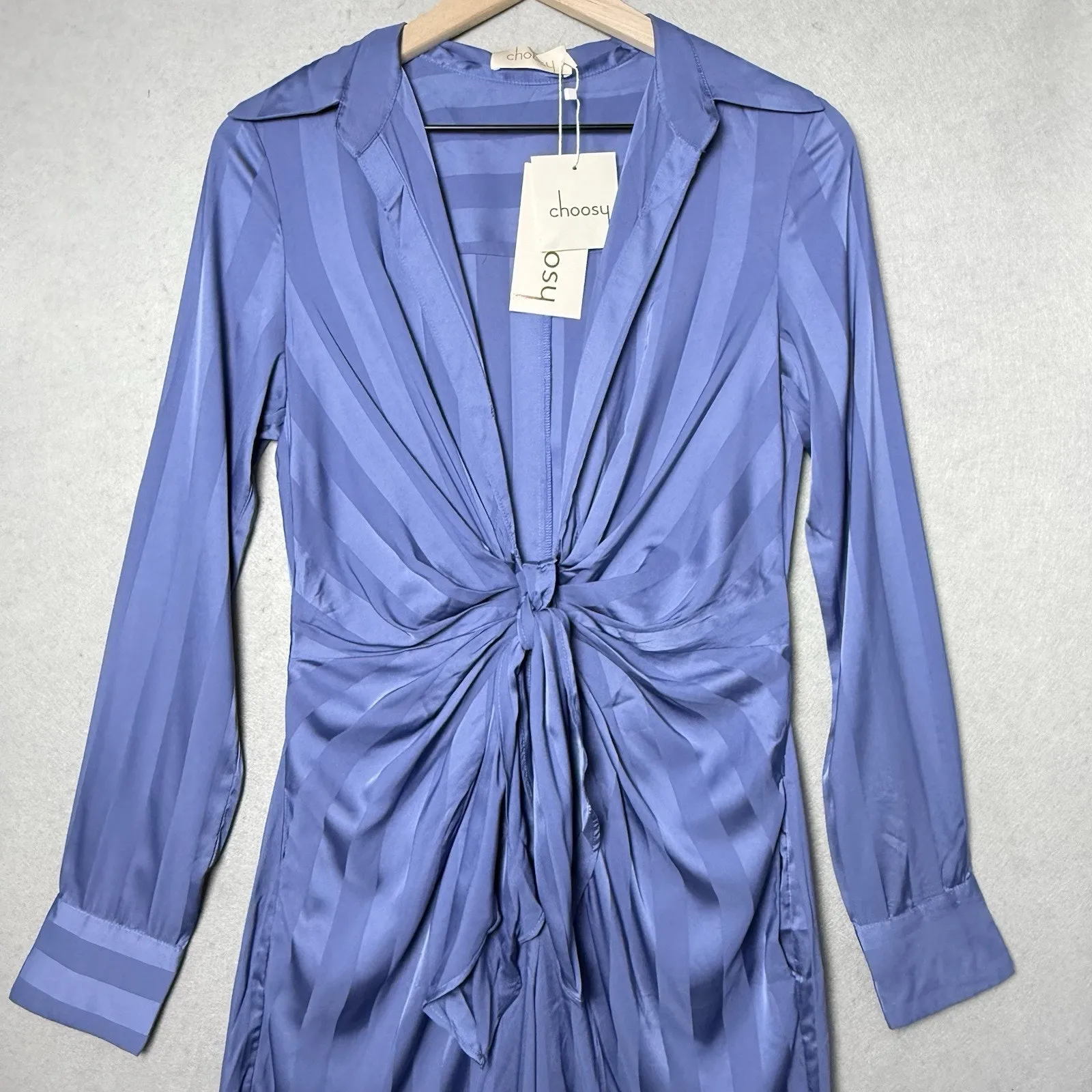 Choosy Lafayette Womens Blue Striped Jumpsuit Pockets Front Tie Comfort Size 2 - Image 3