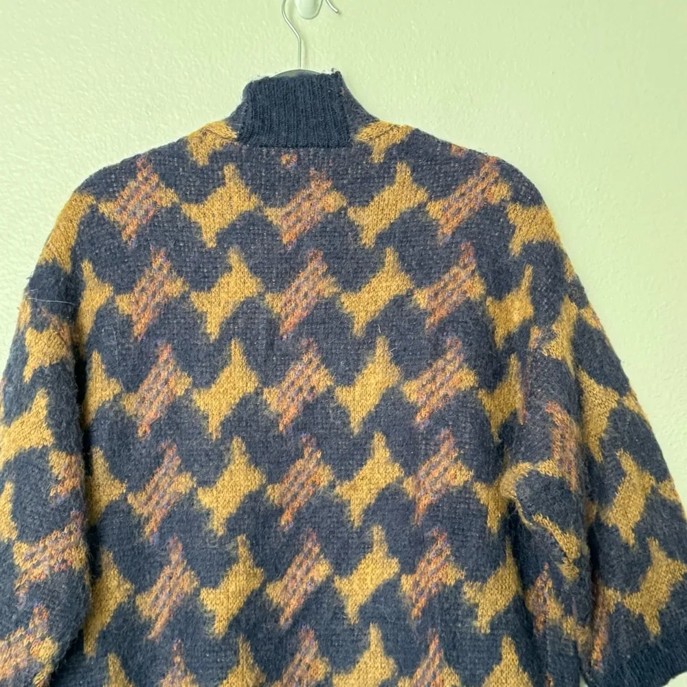 Lucky Brand Wool Blend Boho Longline lona Cardigan Brown/Navy Size Small - Image 7