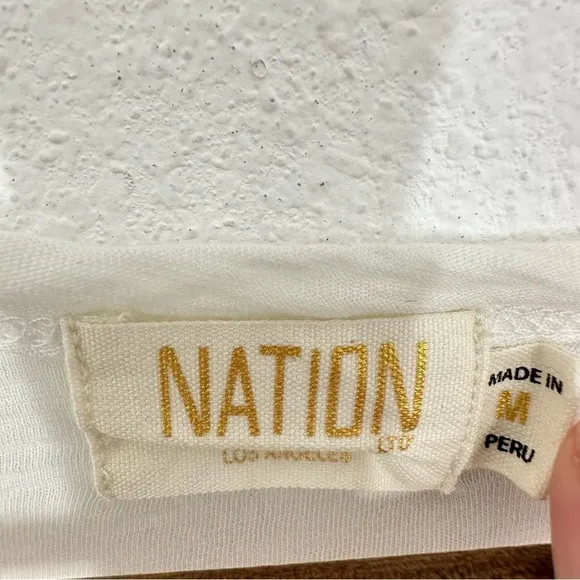 Nation LTD Women's Size Medium Cream White Pima Cotton Button Henley Tee Casual - Image 3