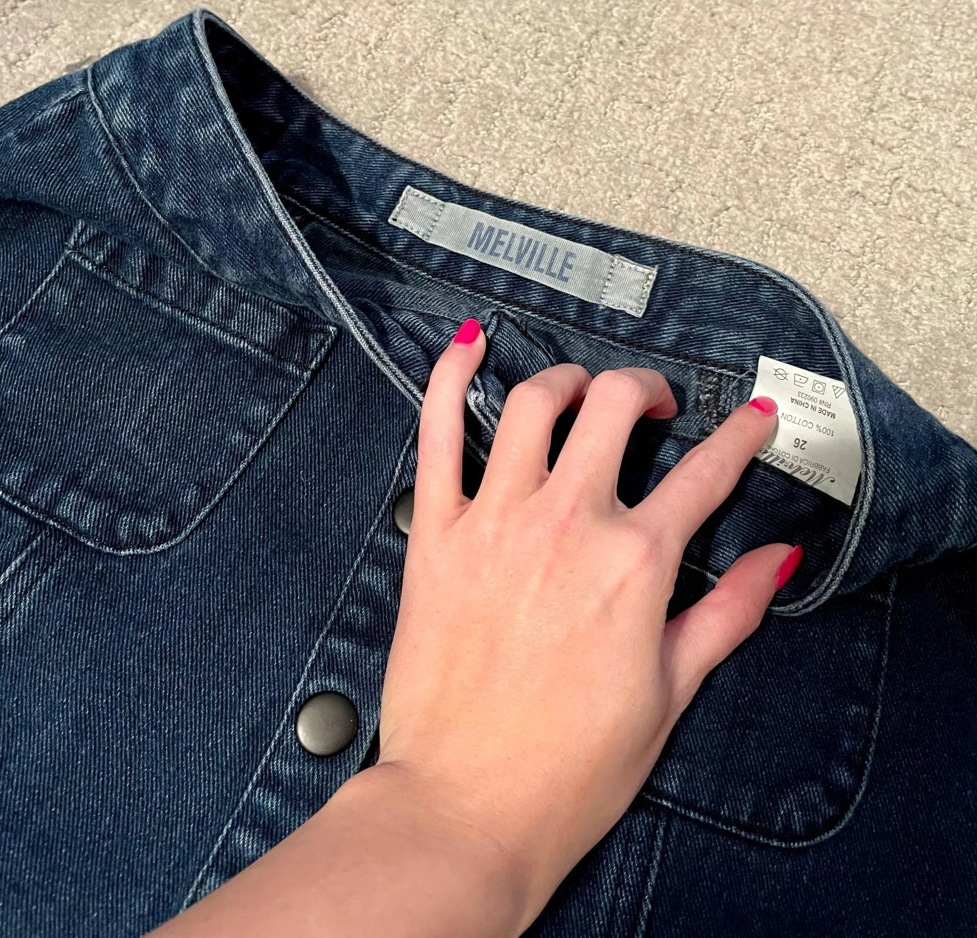 Denim Button Down Mini Skirt - Image 8
