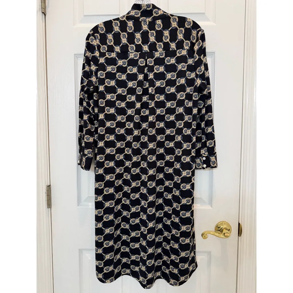 J. McLaughlin Berlin Midi Dress in Black Blue Heraldic Knot Size Small - Image 3