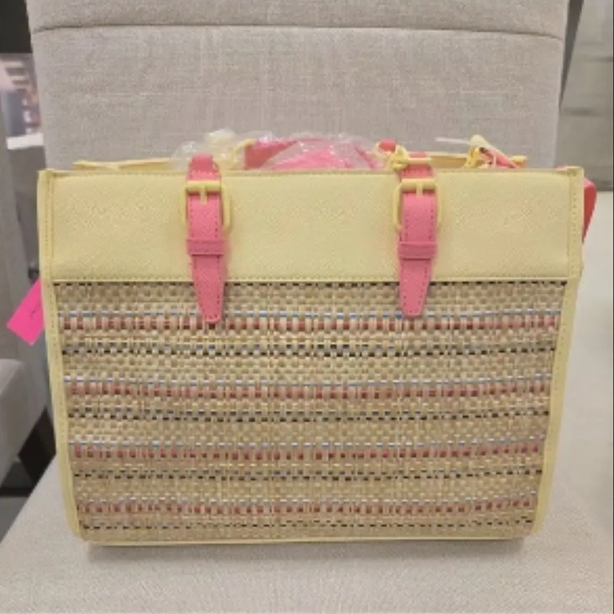 BETSEY JOHNSON Bag XOBECA-U Straw Tote - Yellow Floral Daisy 118.0 NWT - Image 2