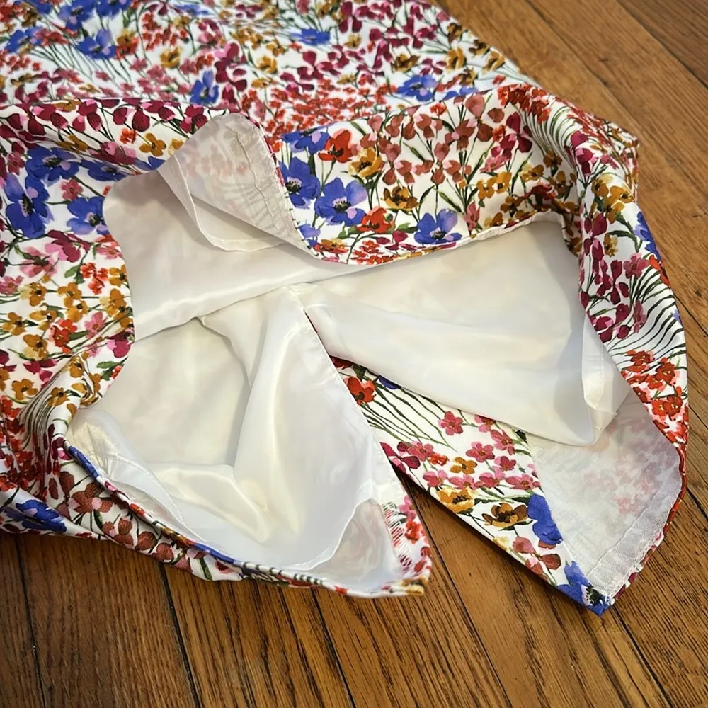 HOBBS London fiona floral shift a line spring dress midi lined multi color 8 Blue - Image 5