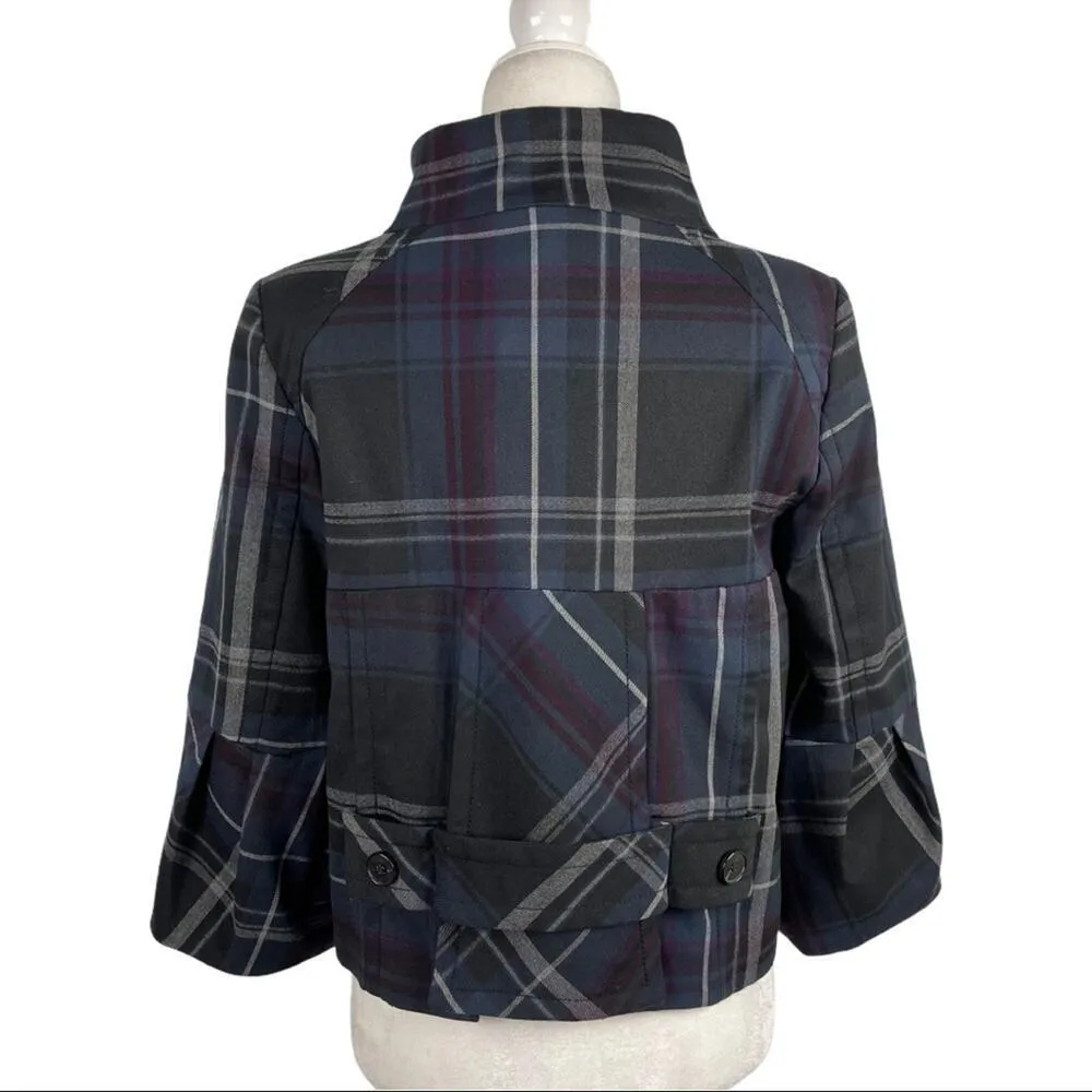 Zara Plaid Boxy Pea coat Double Breasted Crop Jacket Small - Image 7