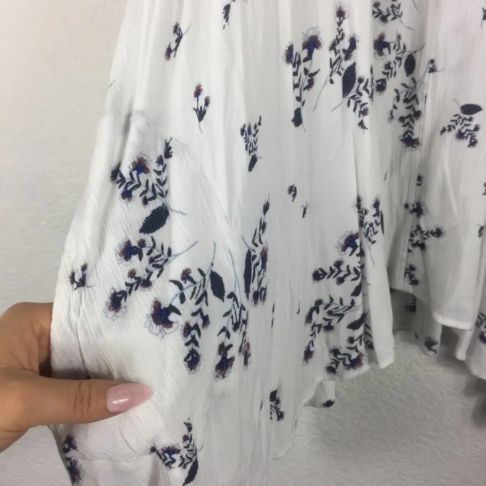 Free People Snap Out of It White Floral Swing Mini Dress Tunic Medium - Image 12