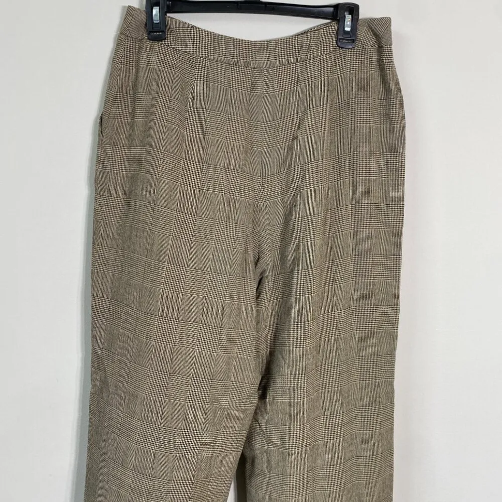 Dana Buchman Women's Size 12 High Rise Plaid Wool Blend Trouser Dress Pants Tan - Image 10