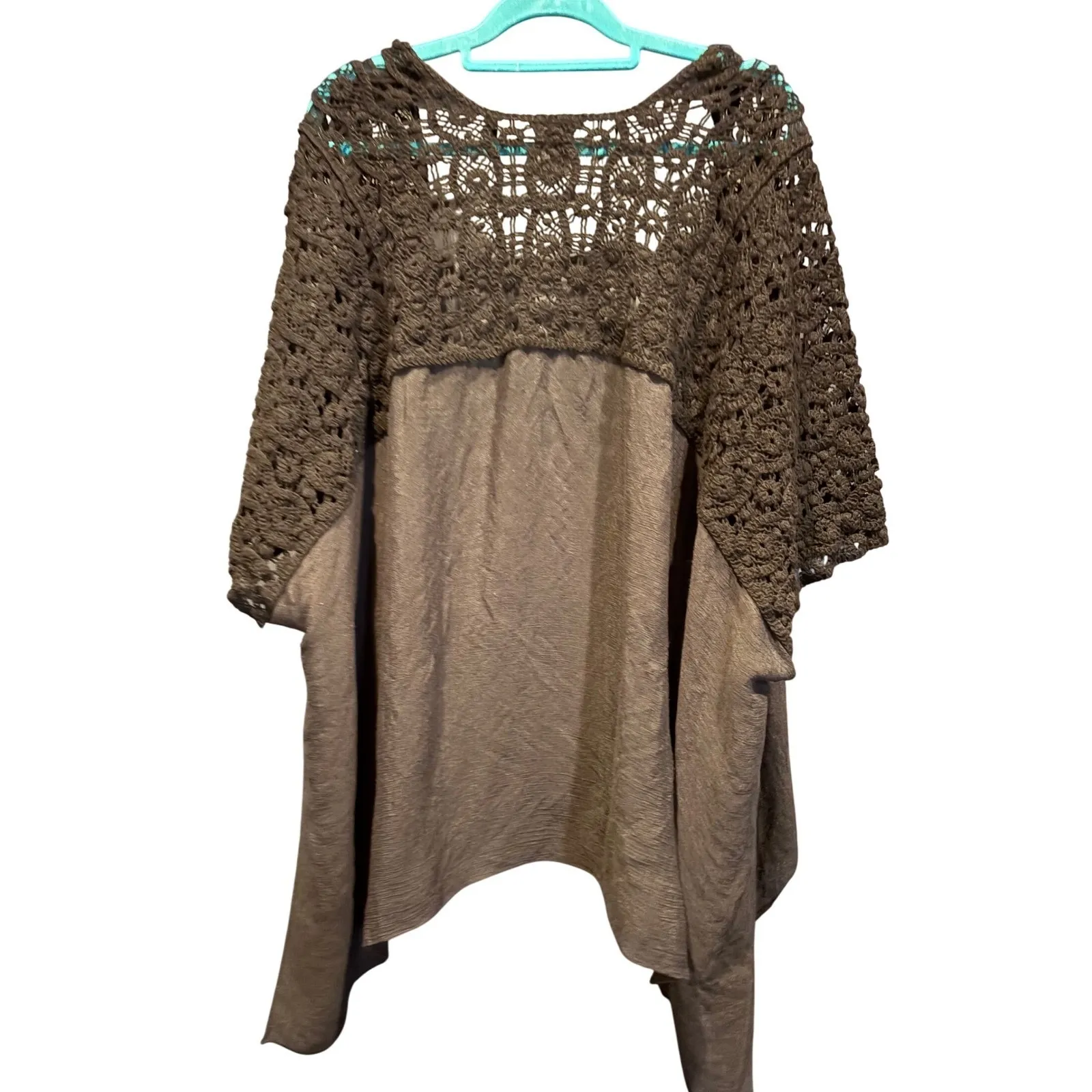 Steve Madden Crochet Knit Boho Kimono Cardigan‎ OSFM Black Whimsigoth - Image 2