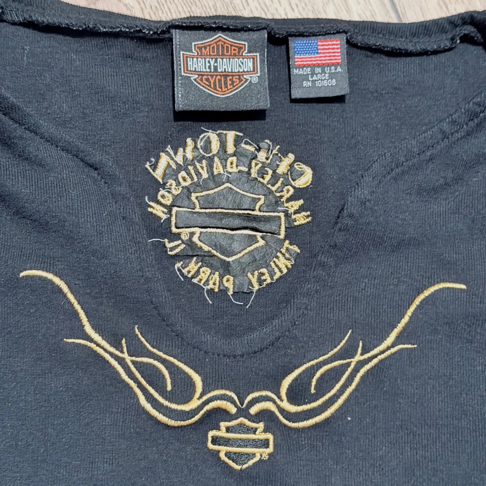 Harley Davidson Tinley Park Chicago Illinois Womens L Large Black Shirt Top Size undefined - Image 2