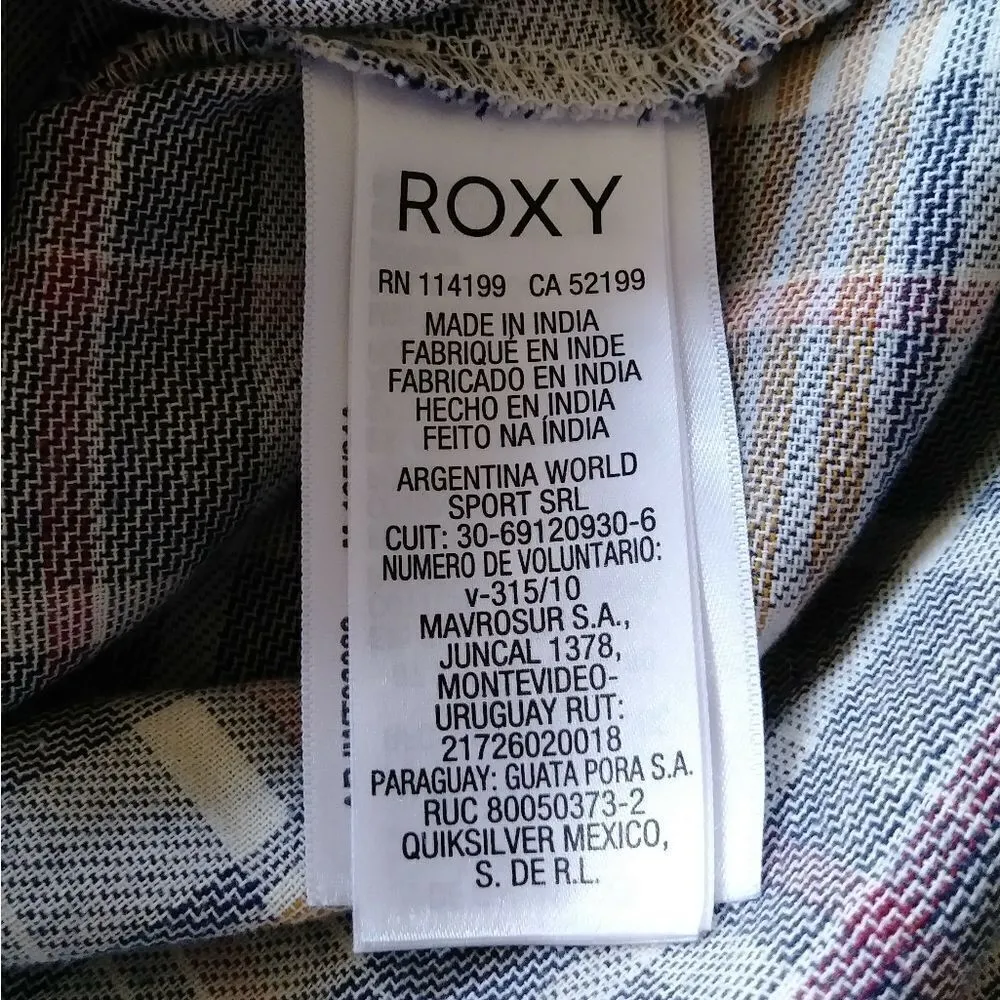Roxy  Grey & Yellow Plaid Button Up Shirt - Image 7