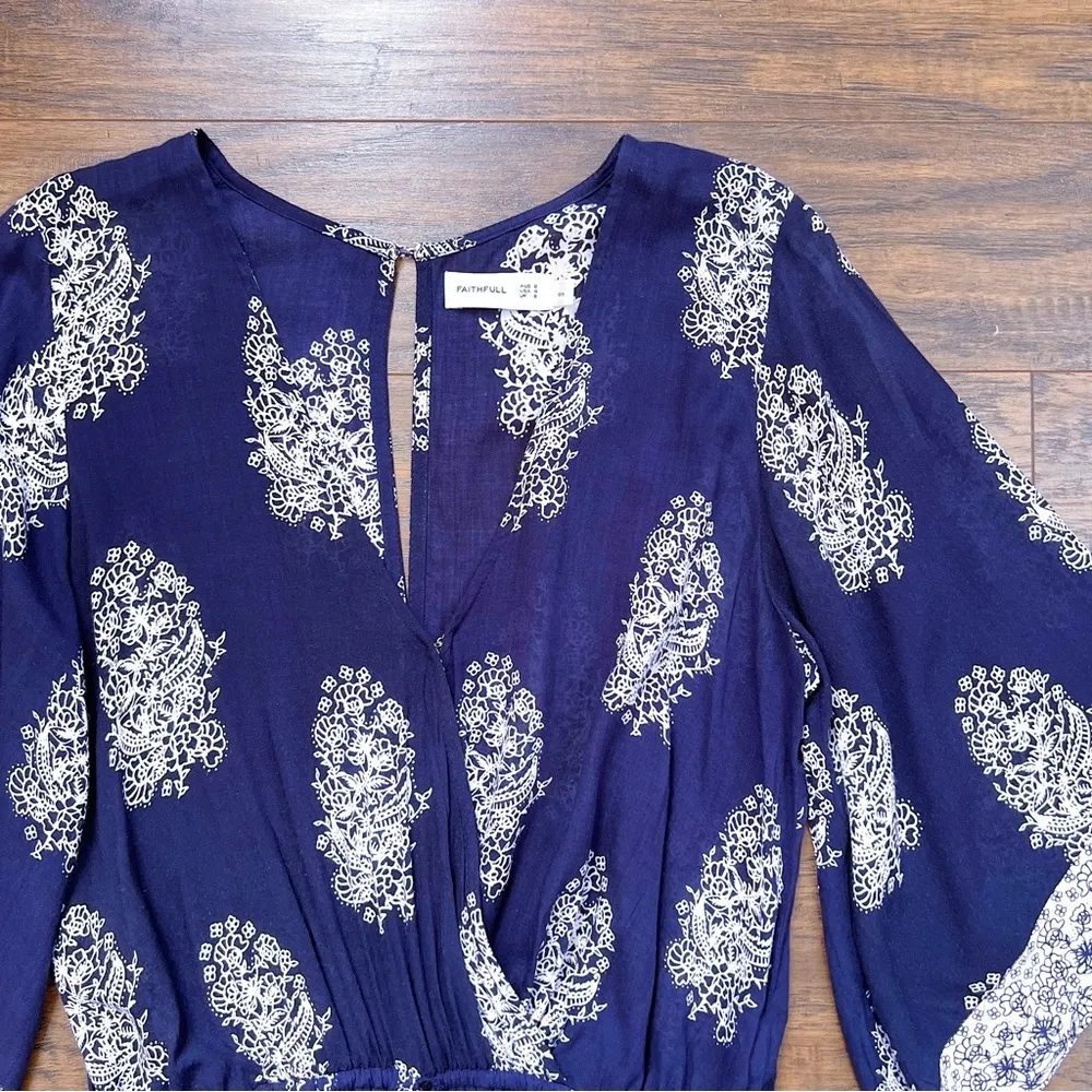 Faithfull • Yacht Romper playsuit navy blue Devani print bandana floral Anthro - Image 4