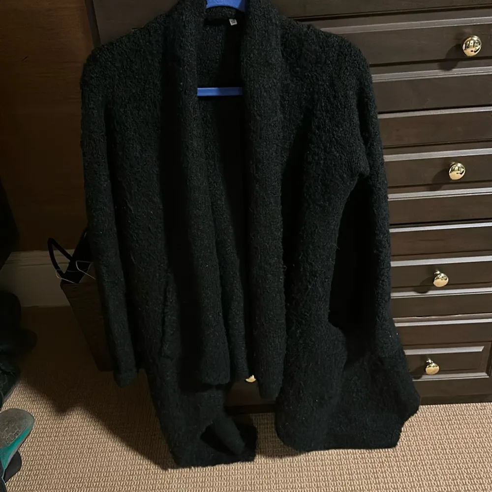 cardigan sweater asymmetric pockets shawl collar large - Image 2