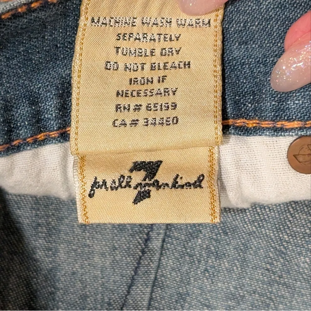 7 For All Mankind Jeans Womens 27 Faded Blue Boot Cut Flare Denim Pleated Y2K - Image 6