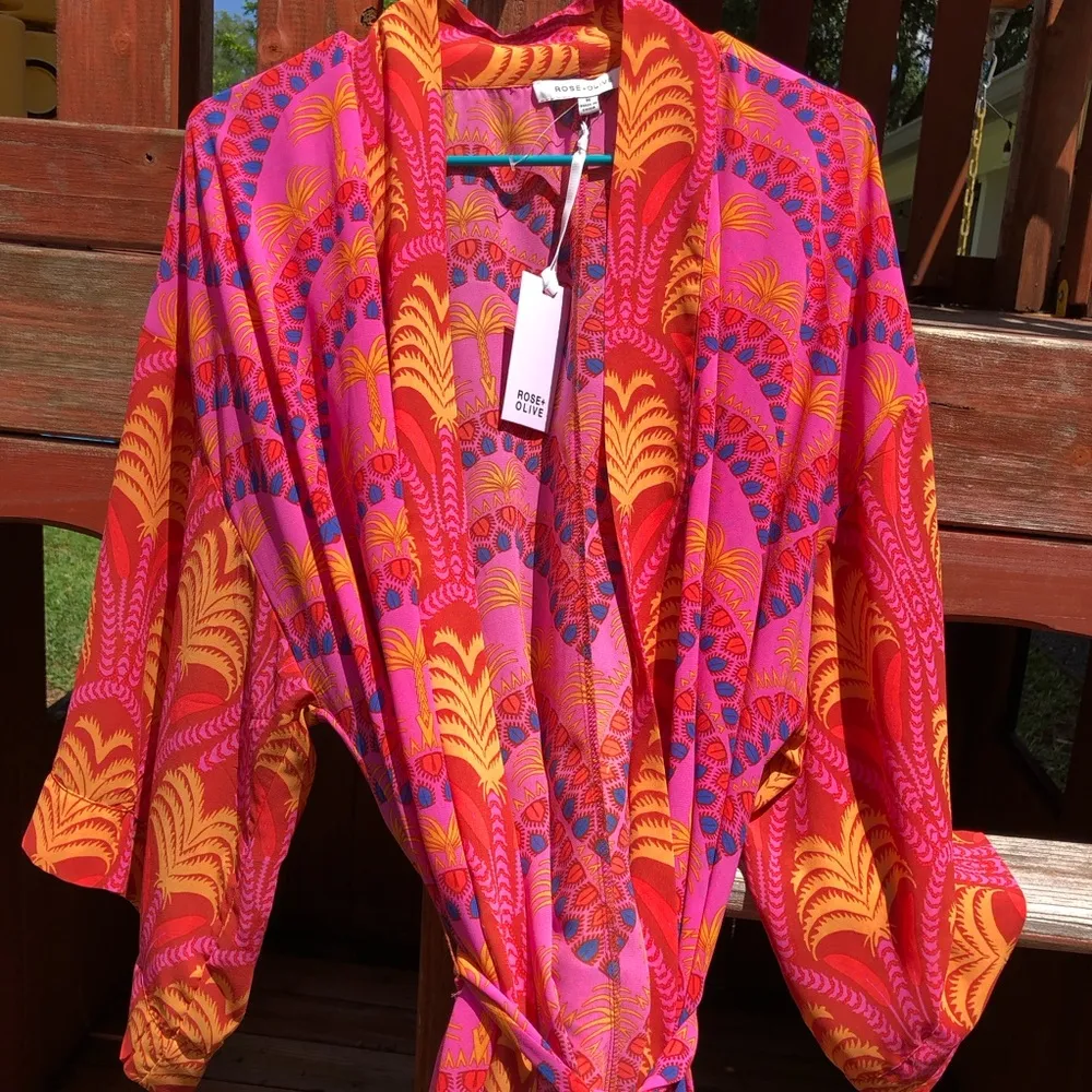 Rose & Olive Kimono / Duster / Swim Coverup M - Image 2