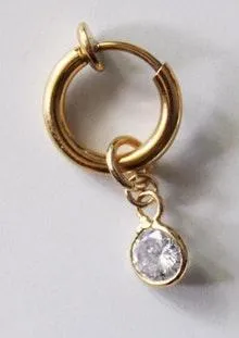 Set Of 3 Pieces /Hoops With CZ Charms Gold - Image 3