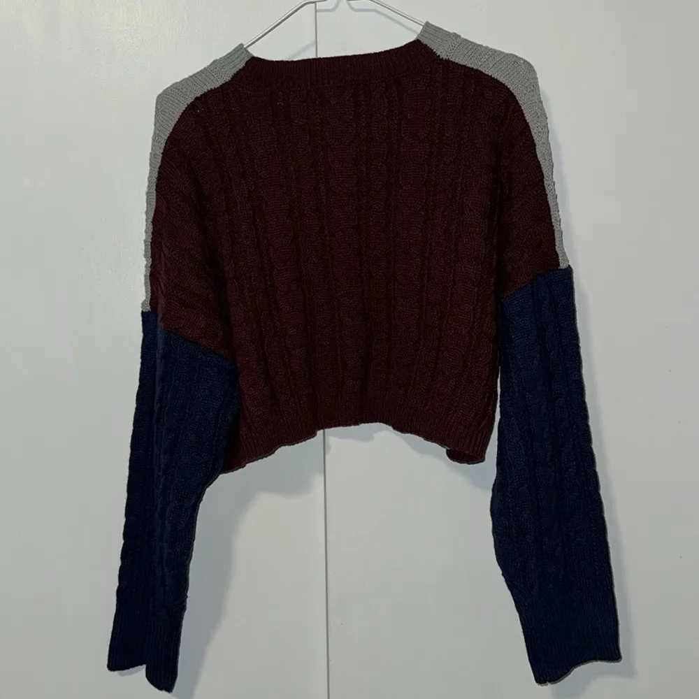 Forever 21 Color Block Cable Knit Long Sleeve Cropped Sweater Women’s M - Image 7