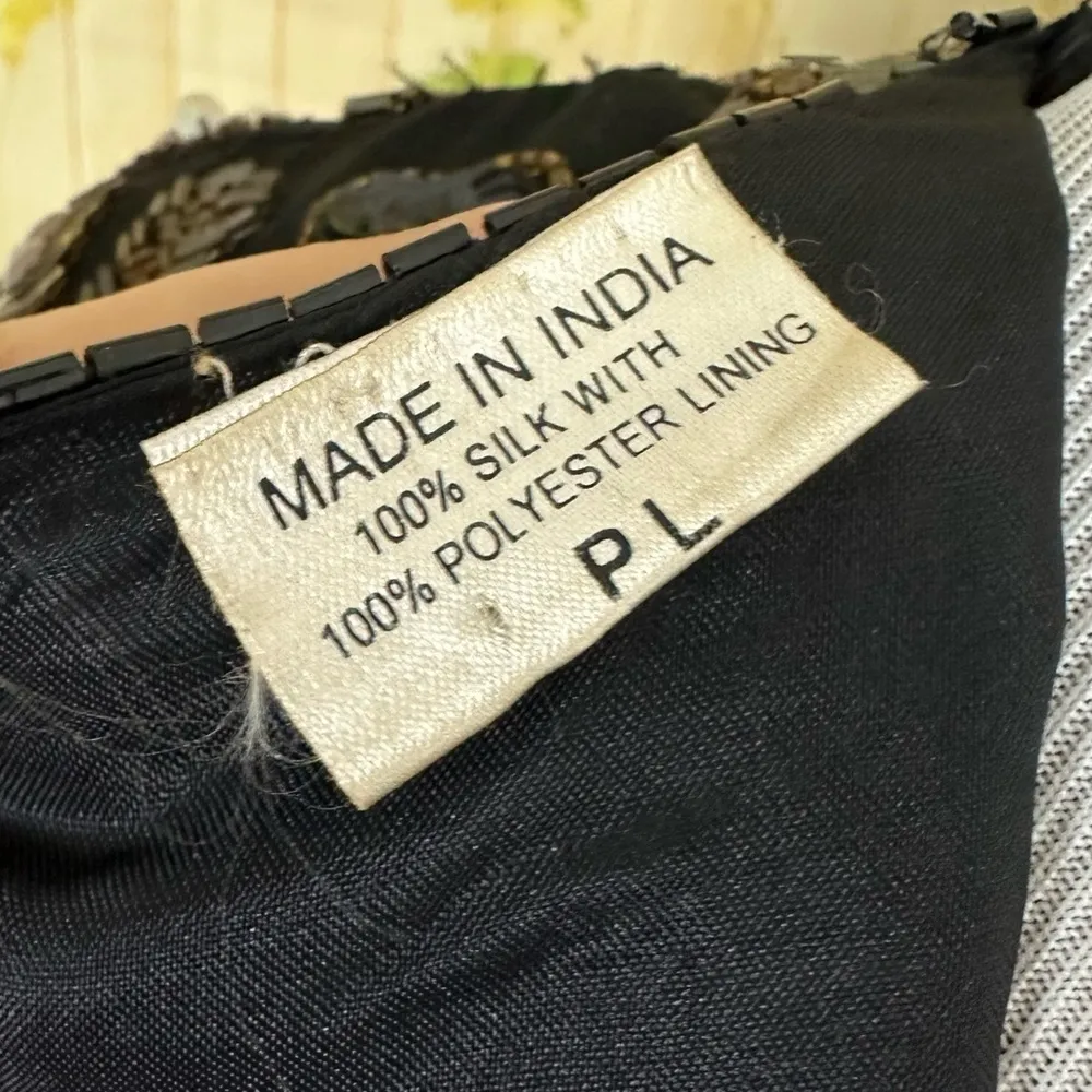 NIGHT VOGUE Vintage Black Silk Beaded Dress Size undefined - Image 11