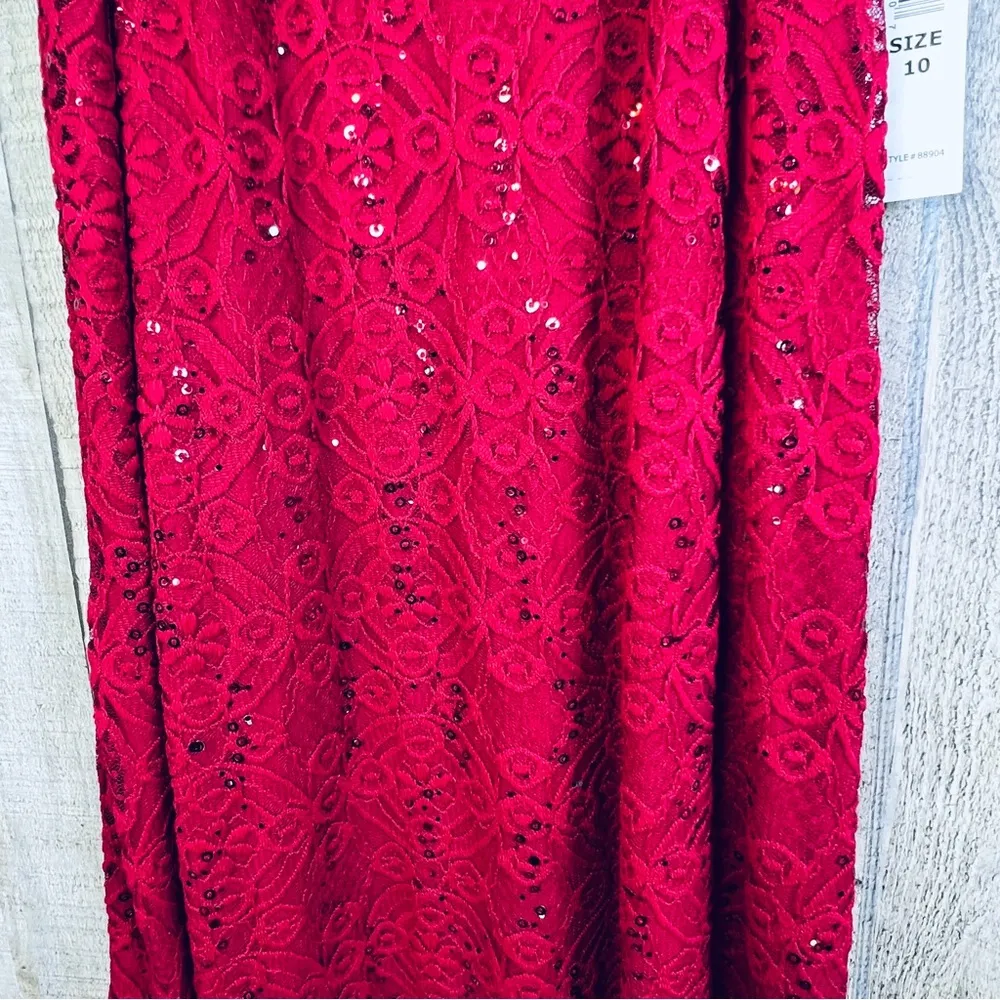 Tiana B SZ 10 Lace Overlay Lined Dress with Sequins & Sleeveless Keyhole… - Image 7