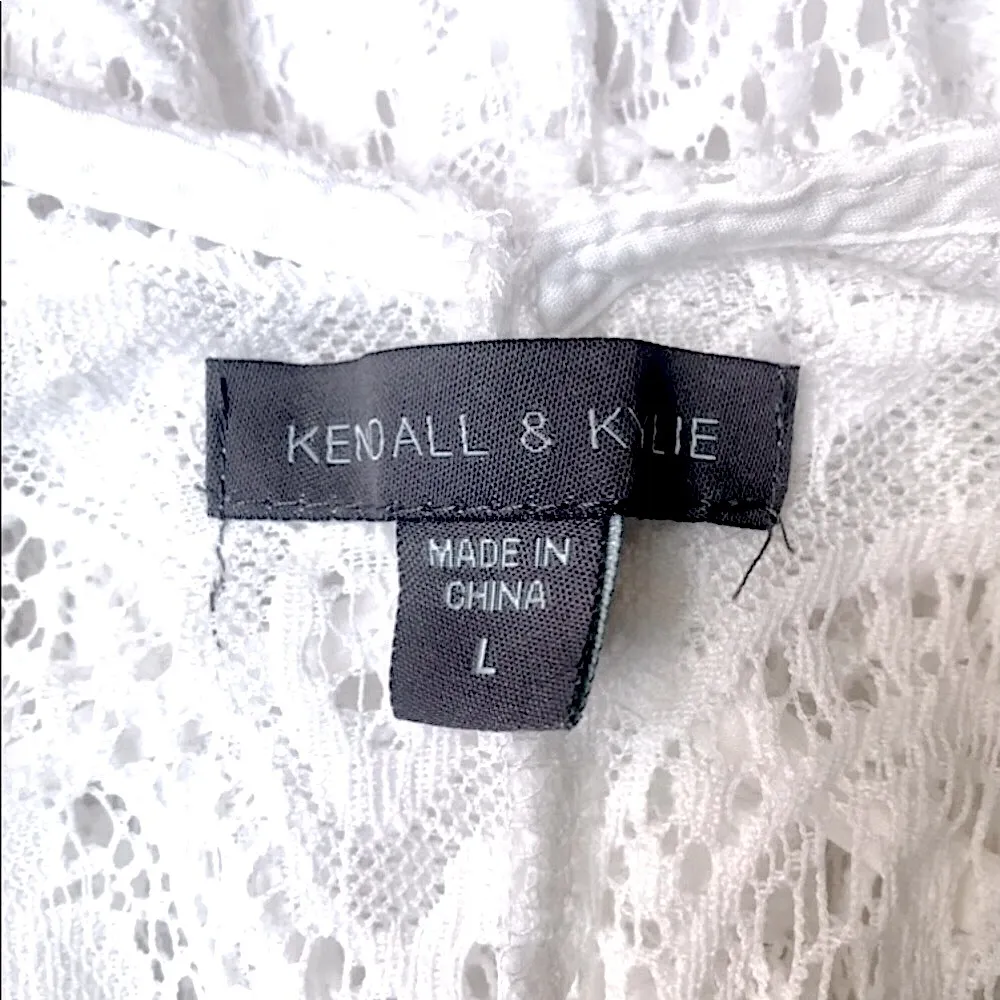 White Floral Lace Romper Jumpsuit: Tank Top Straps, Scoop Neckline, Sz. L - Image 4