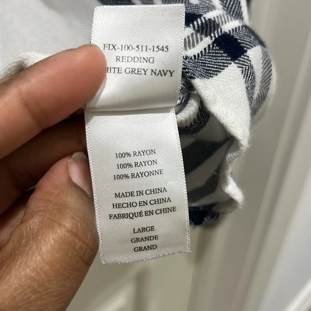 Rails Hunter Plaid White Black & Charcoal Half Button Down Sz L - Image 4