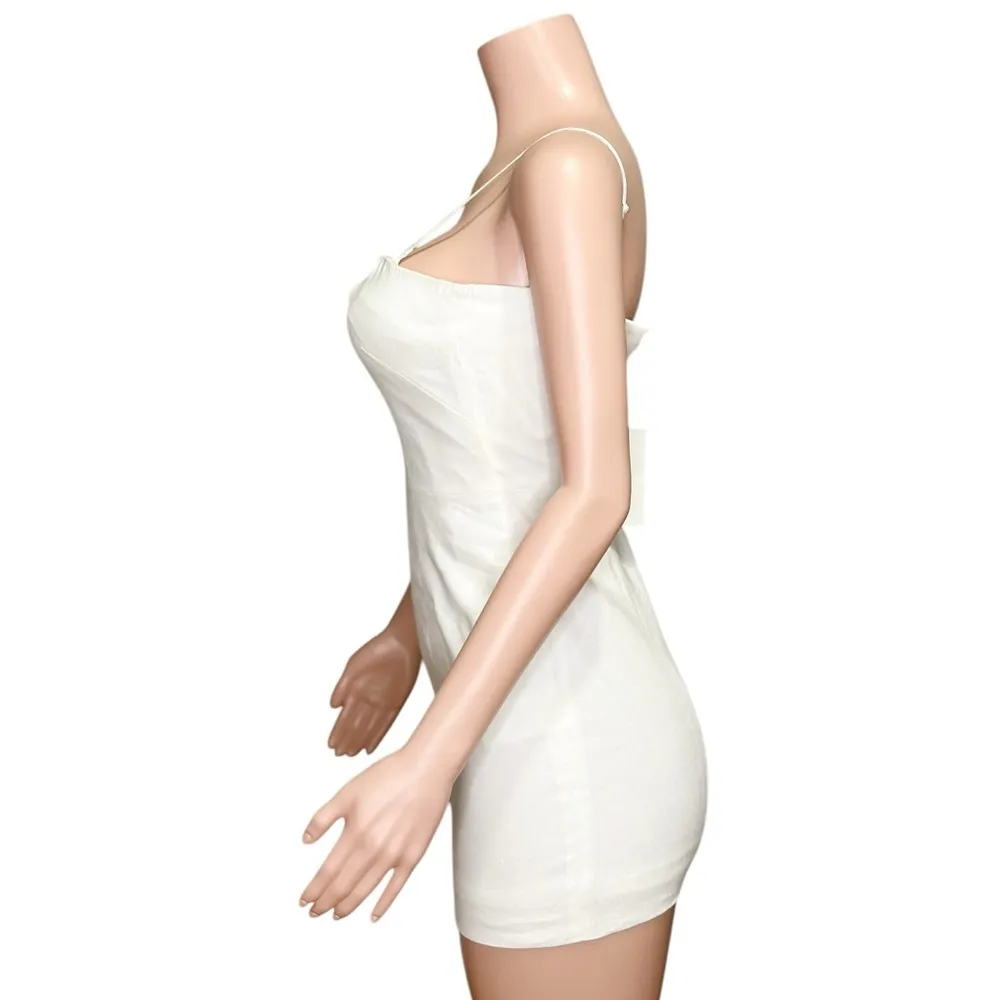 COS Linen-Blend Bustier Corset Mini Dress, White, 2 (US) - Image 4