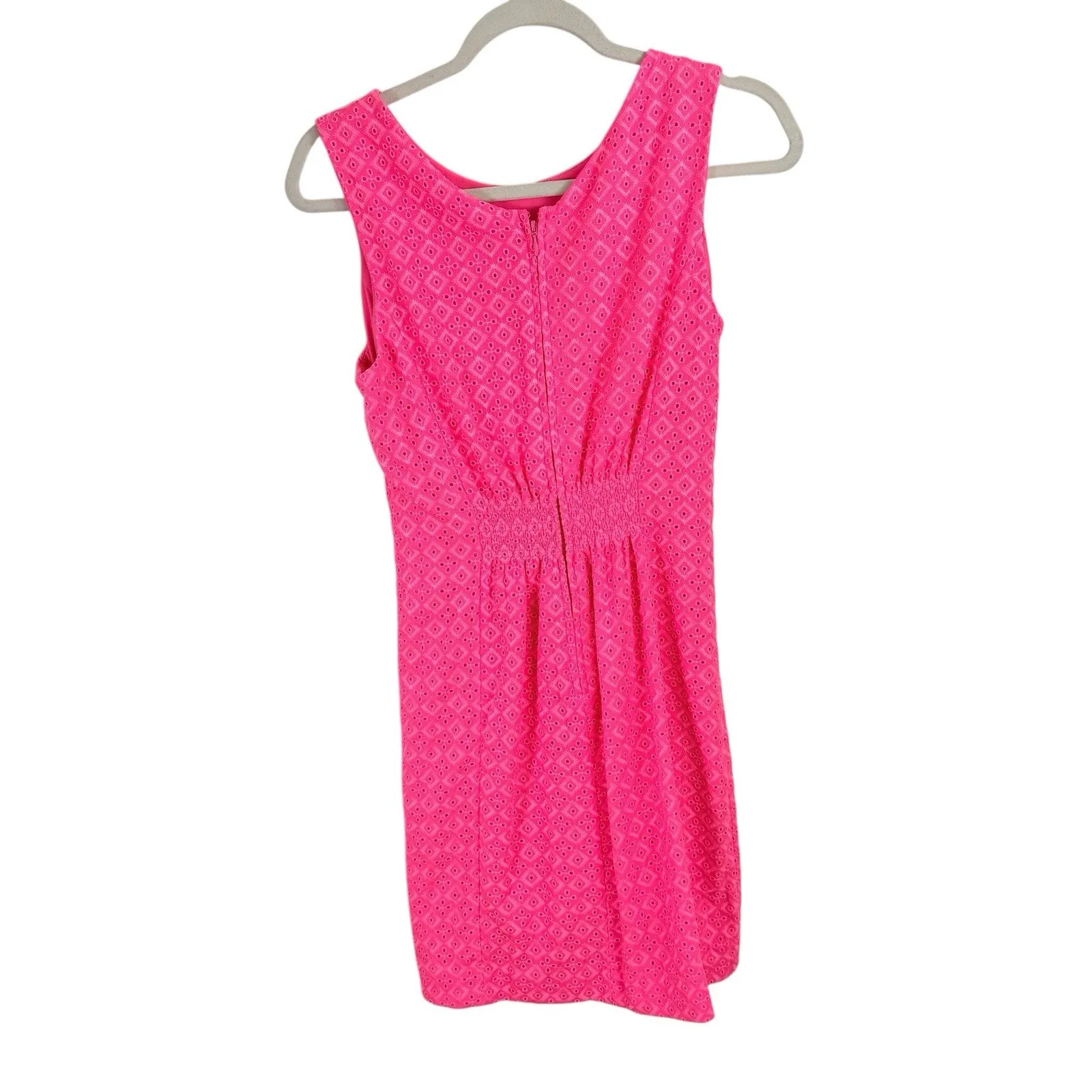 Lilly Pulitzer Clarise Shift Dress Pink Isle Eyelet Ditsy Diamond Preppy Women 4 - Image 3