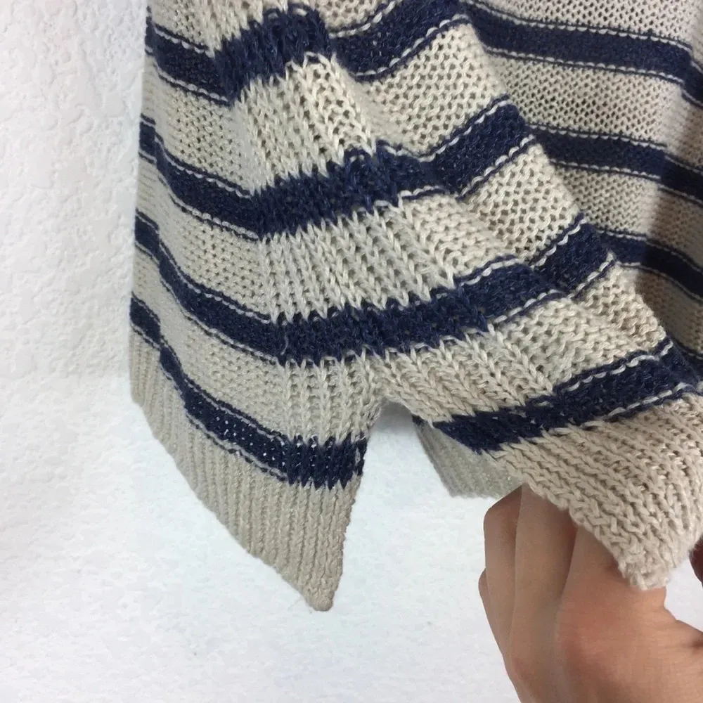 Vince Linen Sweater Striped Knit Drape Hem Top - Image 7