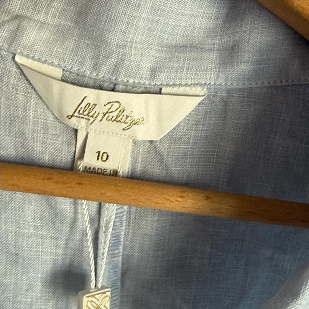 NEW Lilly Pulitzer DRESHER BUTTON DOWN ROMPER, CHAMBRAY TINT OMBRE DIP DYE 10 - Image 8